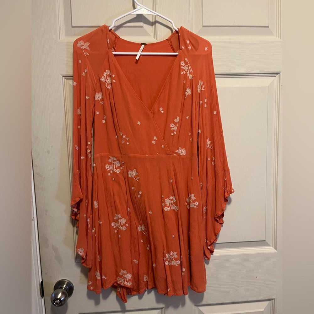 Free People Orange Floral Dress